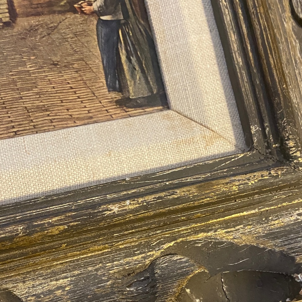 1950s After Pieter De Hooch, "A Dutch Courtyard" Full-Color framed - Picture 5 of 13